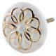 White Gold Floral Ceramic Dresser Knobs